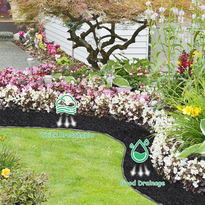 8' x 2' Recycled Rubber Mulch Mat Roll, Permanent Mulch Walkway Pathway, Garden Edging Border for Plants, Vegetables & Flower, Reusable Rubber Mat for Landscaping, Outdoor and Playground
