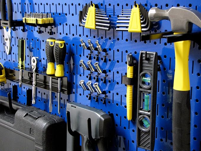 Wall Control Pegboard Value Pack - (3) Pack of Wall Control 16-Inch Tall x 32-Inch Wide Horizontal Blue Metal Wallboards for Home & Garage Tool Storage Organization (Blue Pegboard)