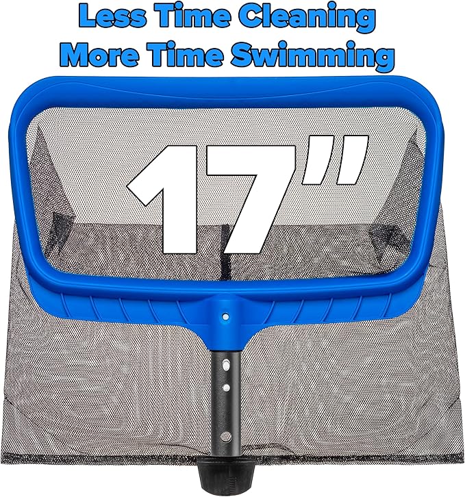 Pool Skimmer Net for Leaves - Leaf Rake for Pool Cleaning // Swimming Pool Leaf Net - Heavy Duty, Reinforced Frame, Large Capacity Pool Rake // The Ultimate Pool Rake for Inground & Above Ground Pools