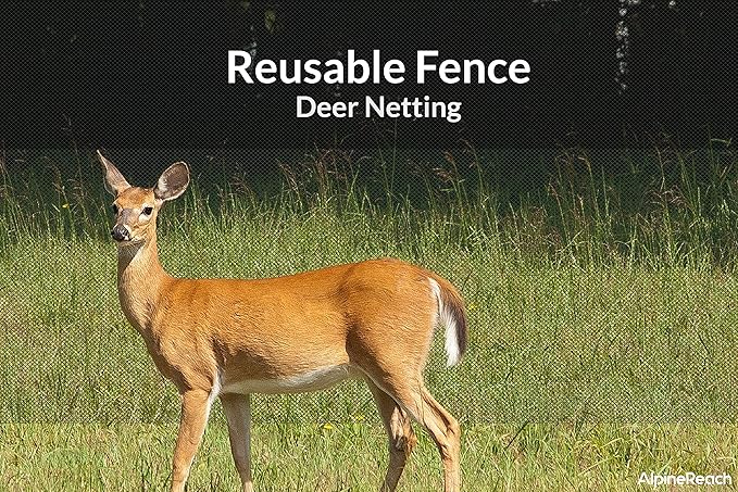 AlpineReach Garden Netting 15 x 50 ft Heavy Duty Bird Net, Deer, Plant Protection Extra Strong Woven Mesh, Reusable Kit with Zip Ties, Animal Fencing for Fruits Trees, Black