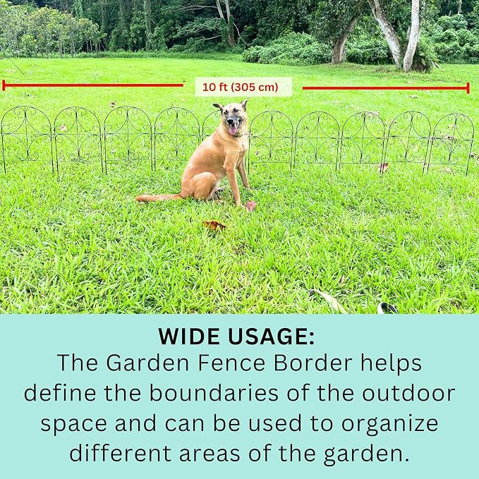 ShopLaLa Garden Fence Border Animal Barrier (10 Panels) 12in(L) x 24in(H) Metal Wire Fence Butterfly Arch Panel Outdoor Fencing Rustproof for Lawn Landscape Decor Small Dog Fences for the Yard Patio