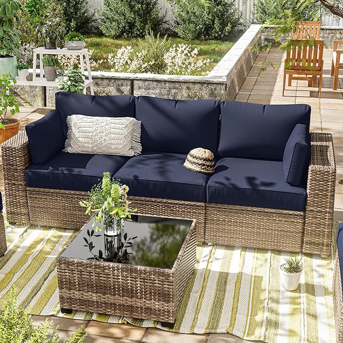 8p Outdoor Cushion Slipcovers Outdoor Patio Cushions Covers Replacement Waterproof with Zipper for 3-Seat Rattan Sofa Patio Furniture Cushion Covers, Covers Only