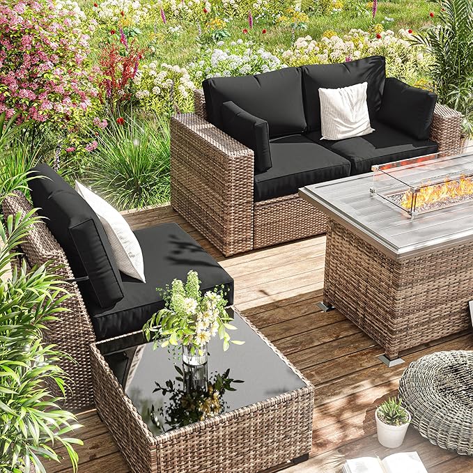 8p Outdoor Cushion Slipcovers Outdoor Patio Cushions Covers Replacement Waterproof with Zipper for 3-Seat Rattan Sofa Patio Furniture Cushion Covers, Covers Only