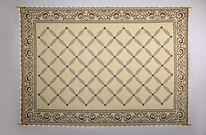 Stylish Camping L118117WL 8-feet by 11-feet LED Illuminated Patio Mat - Outdoor Patio Brown/Beige RV Camping Mat