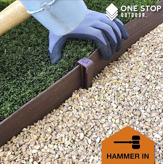USA Made - (10 Pack) Brown 10" Inch Heavy Duty Plastic Landscape Edging Stakes, Anchoring Spikes for Edging & Terrace Board