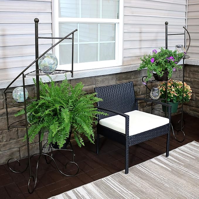 Sunnydaze 4-Tier Metal Iron Plant Stand, Spiral Staircase Design, Set of 2, 56-Inch