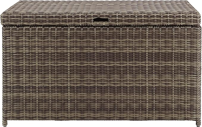 Crosley Furniture Bradenton Wicker Outdoor Storage Box for Patio Furniture Cushions, Pool Floats, Garden Tools, Brown