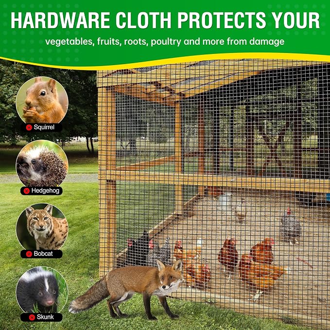 Dynabyte 19 Gauge Black Hardware Cloth 1/2 inch 48 x 100 ft Vinyl Coated Wire Mesh Roll for Chicken Wire Fencing, Garden Fence, Gopher Guard & Custom DIY Projects