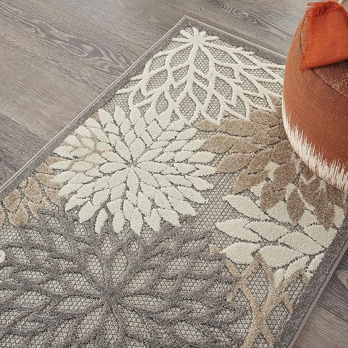 Nourison Home Aloha Natural 2'8" x 4' Area Rug - Easy Clean, Non Shedding, Bed Room, Living Room, Dining Room, Kitchen (3' x 4')