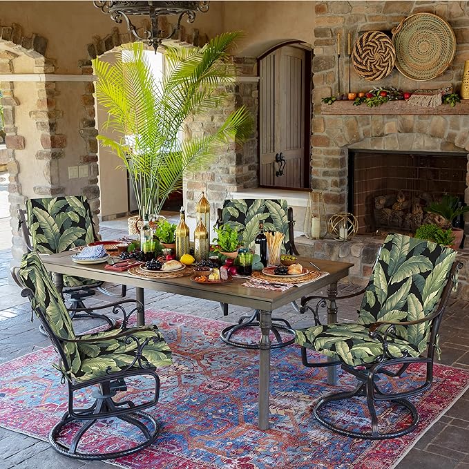 ARDEN Outdoor Midback Chair Cushion, 18 x 16.5, Water Repellent, Fade Resistant 18 x 16.5, Onyx Cebu