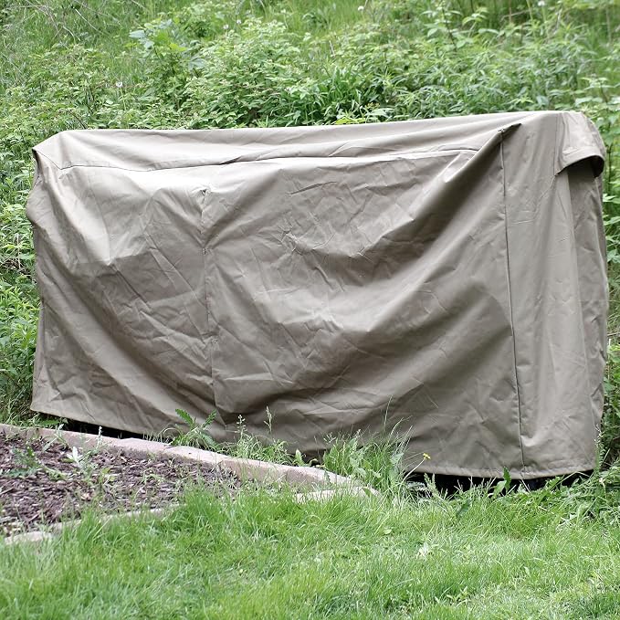 Sunnydaze 8-Foot Firewood Log Rack Cover - Weather-Resistant Outdoor Heavy-Duty Polyester with PVC Backing - Khaki