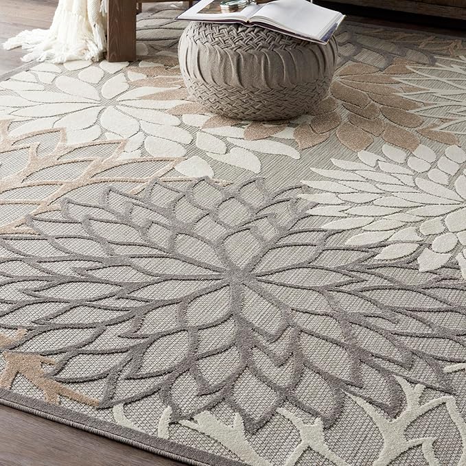 Nourison Home Aloha Natural 7' x 10' Area Rug - Easy Clean, Non Shedding, Bed Room, Living Room, Dining Room, Kitchen (7' x 10')