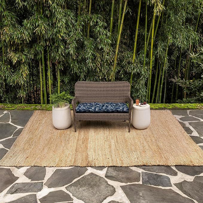 Arden earthFIBER Outdoor Wicker Settee Cushion, 41.5 x 18, Rain-Proof, Fade Resistant Navy Blue King Palm