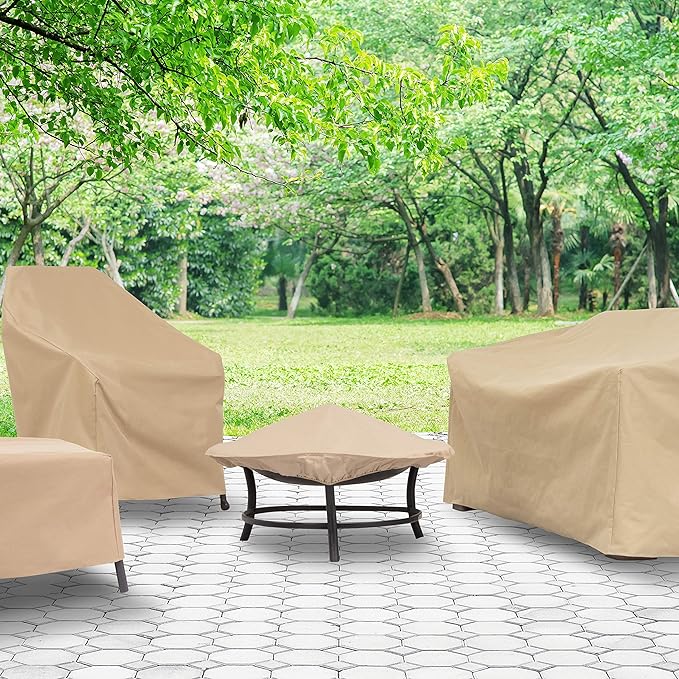 Modern Leisure Basics Patio Chair Cover - Weather-Resistant Fabric - Furniture Protection Perfect for Patio, Deck, and Porch - 27" L x 34" W x 31" H - Khaki