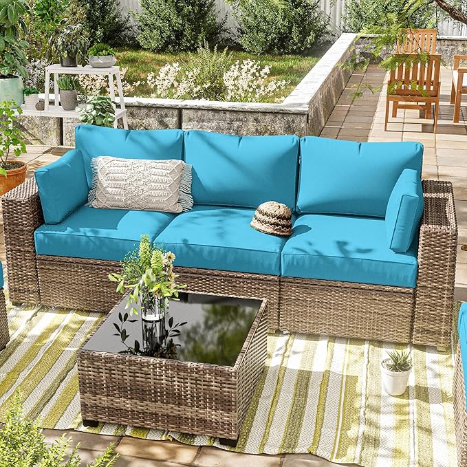 8p Outdoor Cushion Slipcovers Outdoor Patio Cushions Covers Replacement Waterproof with Zipper for 3-Seat Rattan Sofa Patio Furniture Cushion Covers, Covers Only
