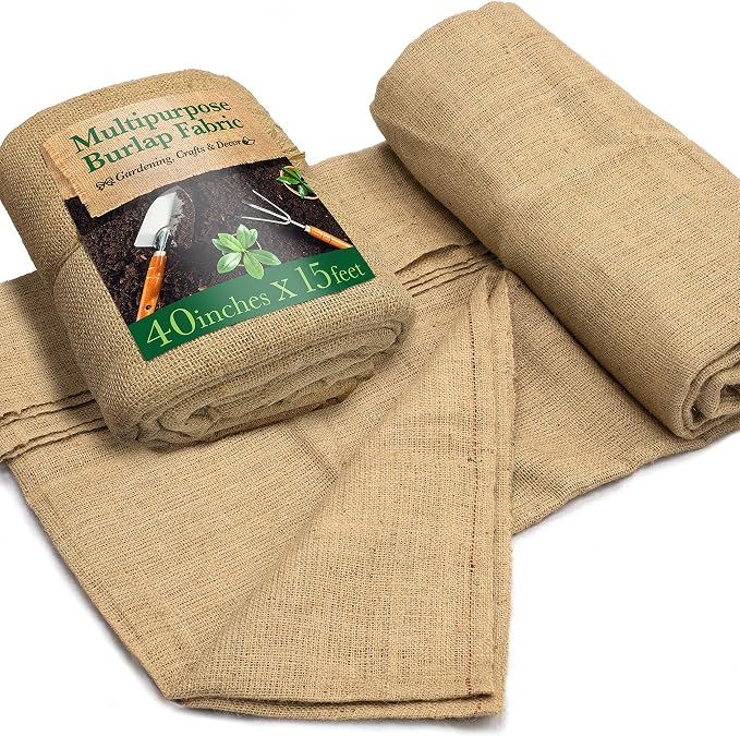 Burloptuous 40" x15 Feet Gardening Burlap Roll - Multipurpose Natural Burlap Fabric, High Density Jute Fiber Material for Decorations, Center Pieces for Home, Rustic Party Décor
