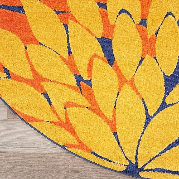 Nourison Home Washables 94x94 Outdoor Polypropylene Fabric Rug in Blue/Multi-Color