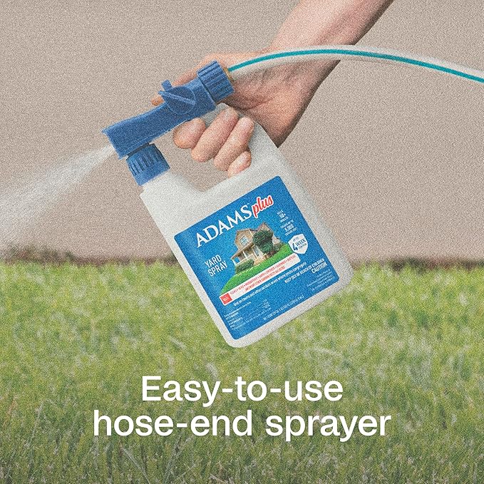 ADAMS Plus Yard Spray, Kills Fleas, Ticks, Mosquitoes, Ants and Many Other Listed Nuisance Pests in Outdoor Areas, Treats Up to 5,000 Square Feet, Easy to Use Hose-End Spray, 32 Fluid Ounces